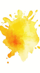 Poster - Vibrant Yellow Watercolor Spot on White Background for Minimalist Design
