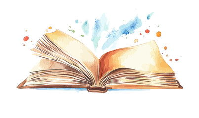Poster - Open Book Watercolor Vector Illustration, Minimalist Design for Creativity and Inspiration