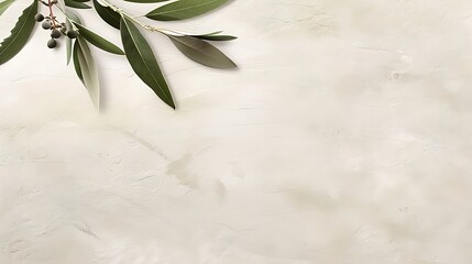 Poster - Elegant olive branch and delicate texture background with copy space available