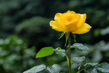 Poster - A legendary golden rose blooming in the center of an enchanted forest, radiating soft magical light