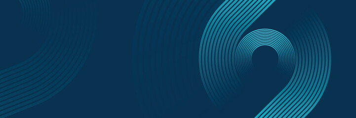 Blue abstract background with glowing circle lines. Geometric stripe line shape design. Modern shiny blue diagonal rounded lines. Futuristic technology concept