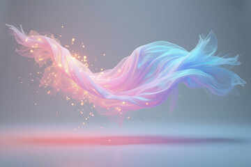 Poster - Ethereal Fabric in Motion, A Captivating Display of Light, Color, and Fluidity, Perfect for Abstract Concepts and Dreamlike Visualizations with Sparkles