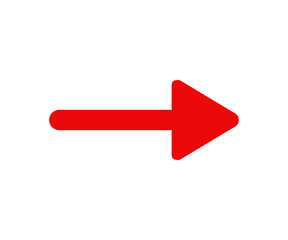 Poster - Red arrow shape icon. Arrow symbol for app  illustration on transparent background. 