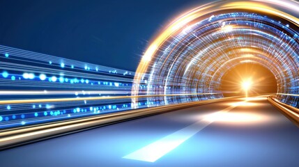 Poster - Abstract background with glowing blue dots and connected tech lines