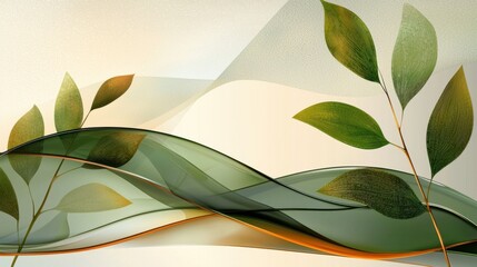 Poster - Abstract background with green overlapping waves and transparency effects