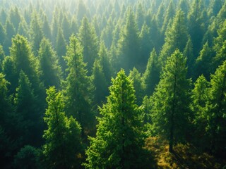  Misty Morning in an Evergreen Forest