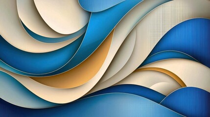 Poster - Abstract blue pattern resembling ocean tides with layered curves