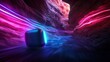 © zuni - Neon cube in a canyon;  fast motion, vibrant colors