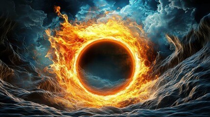 Aufkleber - Abstract orange fire swirl in dynamic motion blur effect
