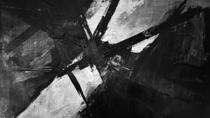 Poster - Black and white abstract composition with sharp contrast