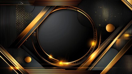 Poster - Bold black background with intersecting smooth lines and depth