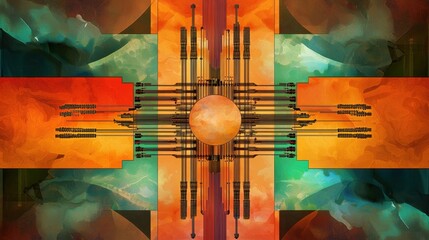 Poster - Circuit board pattern fading into a dark abstract gradient