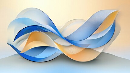 Poster - Elegant abstract background with overlapping blue waves and transparency
