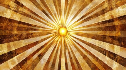 Poster - Golden light burst over textured yellow abstract background