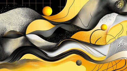 Poster - High contrast yellow and black abstract layered design