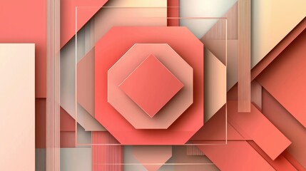 Poster - Minimal abstract pink shapes layered in clean, modern geometry