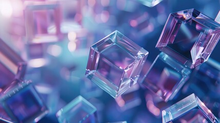 Poster - A captivating arrangement of transparent cubes set against a vibrant abstract background. This dynamic visual evokes beauty and innovation in digital design.