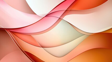 Poster - Pastel pink abstract background with smooth overlapping curves and glow