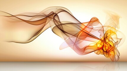 Poster - Swirling golden-yellow smoke on a smooth gradient background