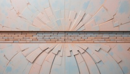 Poster - Dynamic abstract wall installation modern art gallery decorative sculpture contemporary environment wide-angle view creative expression