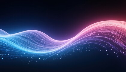 Poster - Dynamic waves of light and color abstract digital art modern technology vibrant environment close-up view creative concept for visual impact