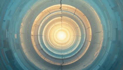 Poster - Illuminating circular pathway of light abstract art digital environment vibrant colors symmetrical view conceptual visualization