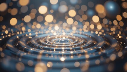 Poster - Captivating ripple effect of golden bokeh lights abstract photography studio environment close-up view visual concept for art inspiration