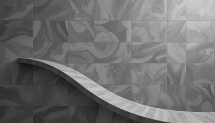 Poster - Curved wooden ramp on textured wall modern architecture interior design minimalist environment artistic viewpoint