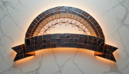 Poster - Artistic mosaic arch installation modern interior decorative art stylish environment close-up view contemporary design concept