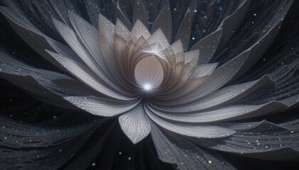 Poster - Dynamic floral geometry abstract digital art visual composition dark background close-up perspective conceptual design for modern aesthetics