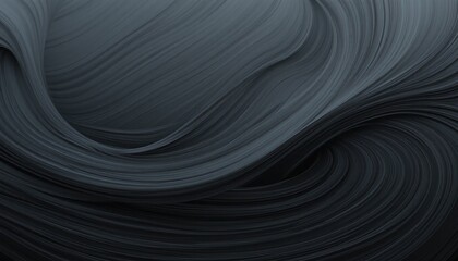 Poster - Flowing black waves abstract art digital creation studio space close-up view fluid dynamics concept