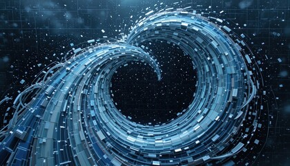 Poster - Digital wave simulation virtual environment 3d animation futuristic display high-tech concept visual art