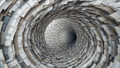 Poster - Exploring the spiral of paper structures abstract art installation urban environment upward perspective creative concept for visual impact