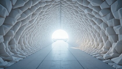 Poster - Illuminating journey through an architectural tunnel aesthetic structure modern design serene atmosphere perspective on innovation