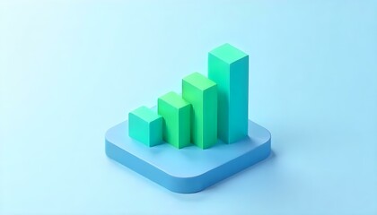Aufkleber - A graphic showcasing an upward-trending bar graph in vibrant green hues on a blue backdrop.