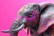 © Thanyarat - A futuristic cybernetic elephant with a robotic trunk, glowing with neon circuits
