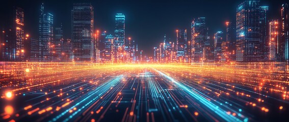 Aufkleber - image of a network of lines and dots, blue technology background with circuit board and digital line