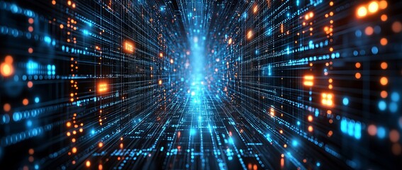 Aufkleber - image of a network of lines and dots, blue technology background with circuit board and digital line