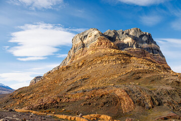 Wall Mural - colourful mountain and the rocky arctic landscape and tundra of geologfjord, northeast greenland nat