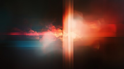 Poster - Vibrant abstract explosion of colors and light in a dark background at dusk