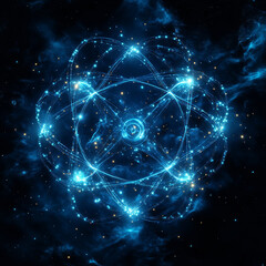 Poster - stunning molecular orbital diagram showcasing structure of oxygen, glowing in blue hues