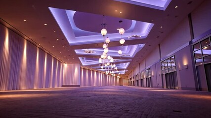 Poster - A soft focus convention center interior with ambient mood lighting and minimal distractions