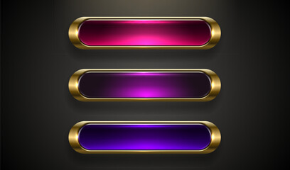 Wall Mural - Light button, frame label, event bar casino, gold buttons with color. Vector illustration