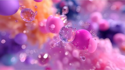 Poster - colorful abstract illustration of bubbles and shapes in a vibrant underwater scene during daytime