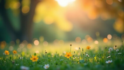 Wall Mural - Abstract blurred nature scene, soft focus, calming colors, mood, light, plants