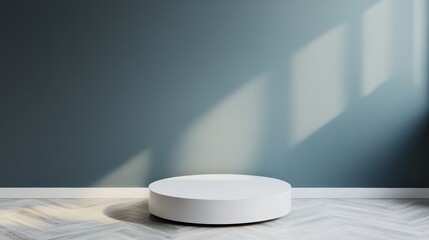 Aufkleber - White cylinder podium floating in minimalist smart home interior