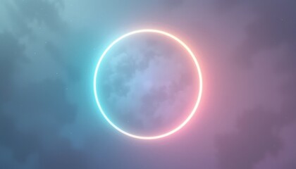 Poster - Dynamic celestial event ethereal glow of a circular light phenomenon in a dreamlike sky abstract visual display