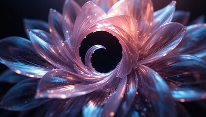 Poster - Intricate blooming flower design digital art abstract environment surreal viewpoint illuminated colors for visual impact