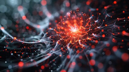 Poster - A captivating abstract visualization showcasing artificial intelligence concepts through vibrant data points and intricate patterns, evoking a sense of digital innovation and complexity.