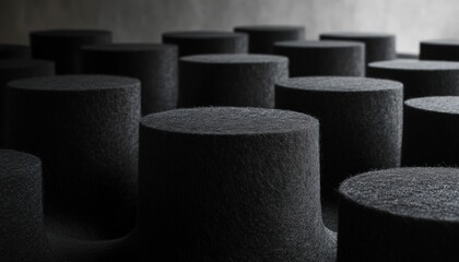 Poster - Abstract Arrangement of Dark Cylindrical Shapes with Soft Surface Texture